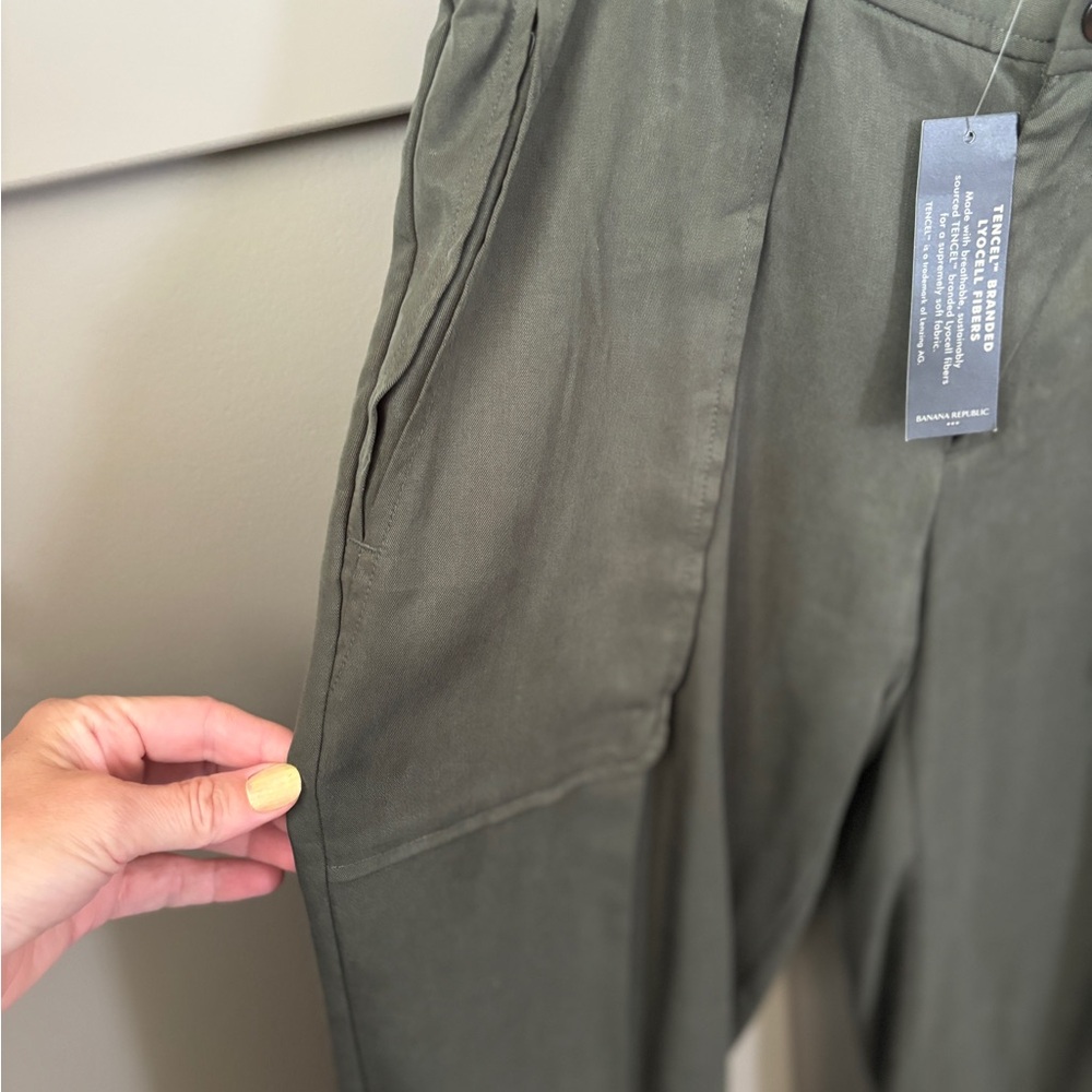 NWT BR factory Tencel Wide-Leg Pants- steel green - Picture 7 of 16